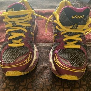 ASICS, neon yellow and purple. Great condition.